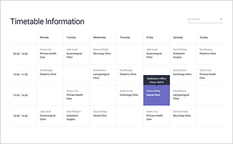 Timetable Information Timetable Information