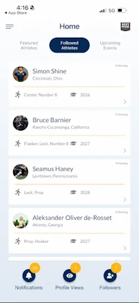 Mobile app login and home screen